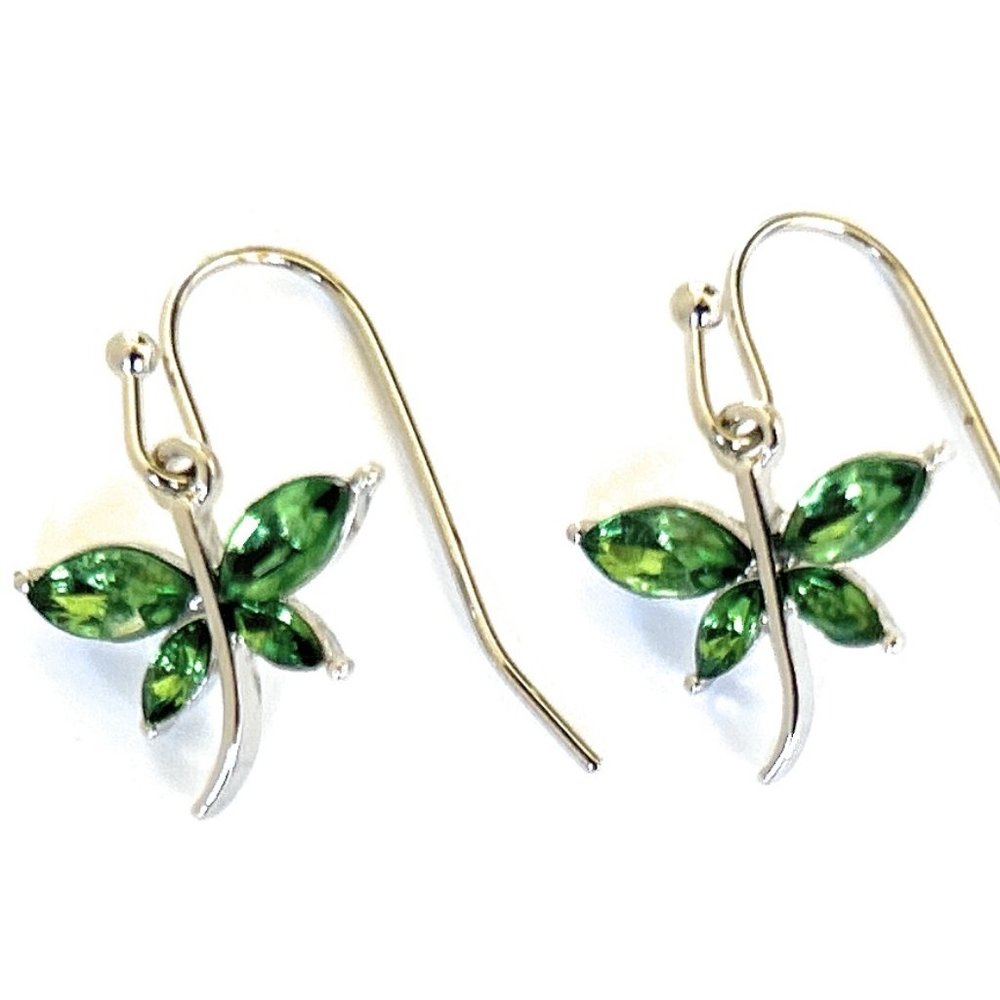 Dragonfly Earrings Green for Women Girls May Birthstone Jewelry Handmade in USA